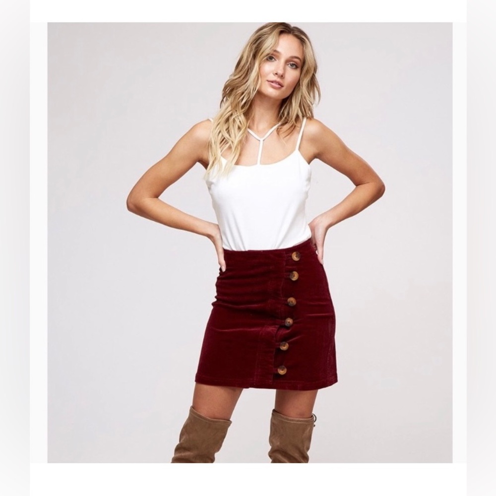 Burgundy corduroy skirt
